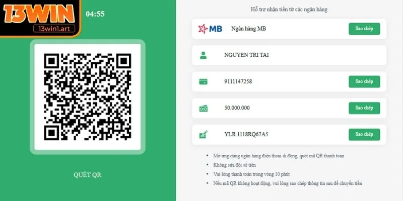 Bằng thao tác quét mã QR
